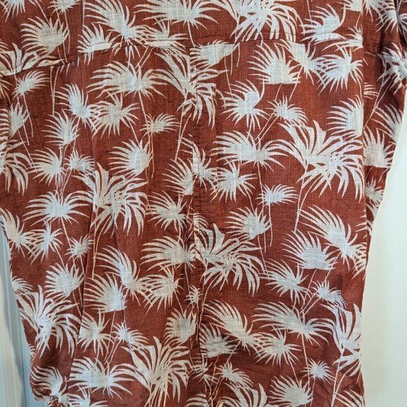 Old Khaki Top Women's 10 Jungle Foliage Button-Up Waist-Tie Orange/White Safari - Picture 13 of 16